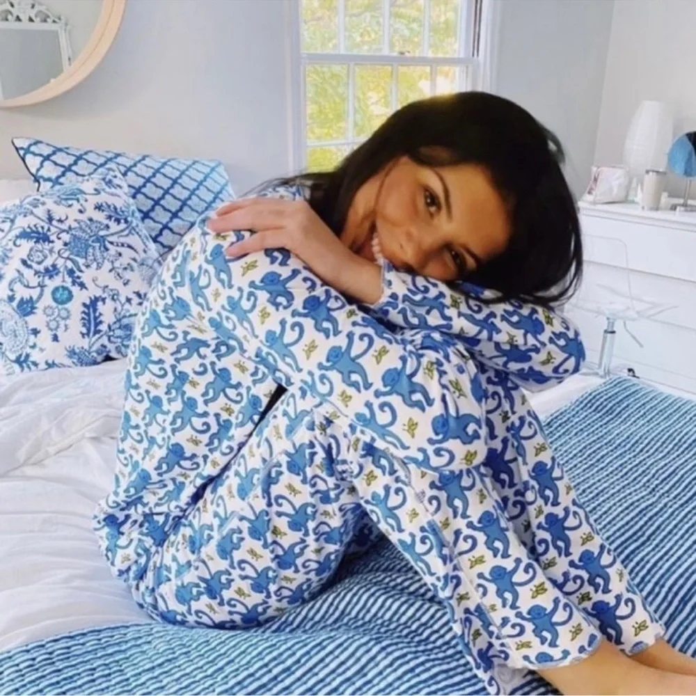 Roller Rabbit Blue Monkey Pajamas NWT